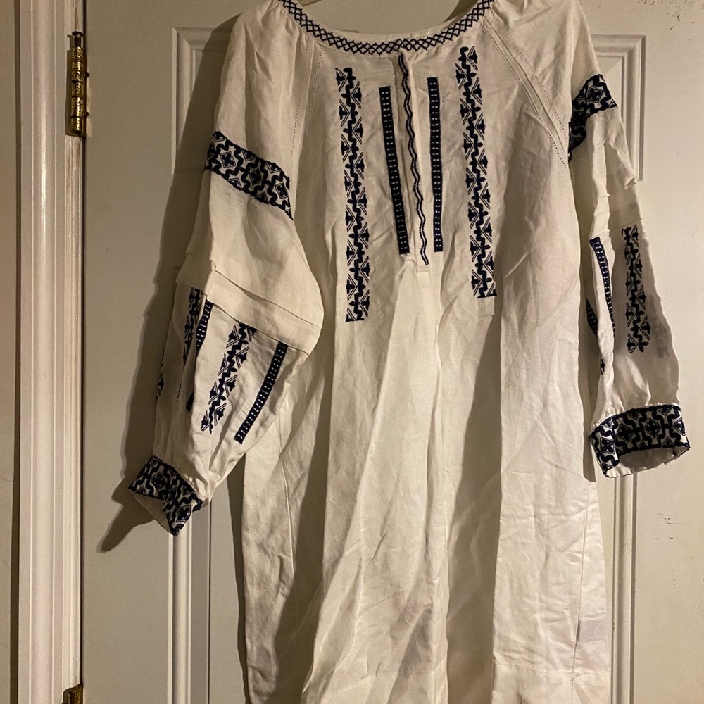 White and blue dress